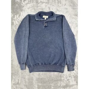 Cabelas Blue Knit Pullover Sweater Size Medium M 1/4 Zip Hiking Hunting Vintage